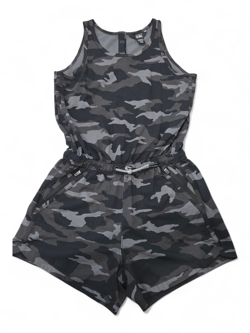 Athleta Girl "On The Go" Black & Gray Camo Romper - Picture 1 of 3